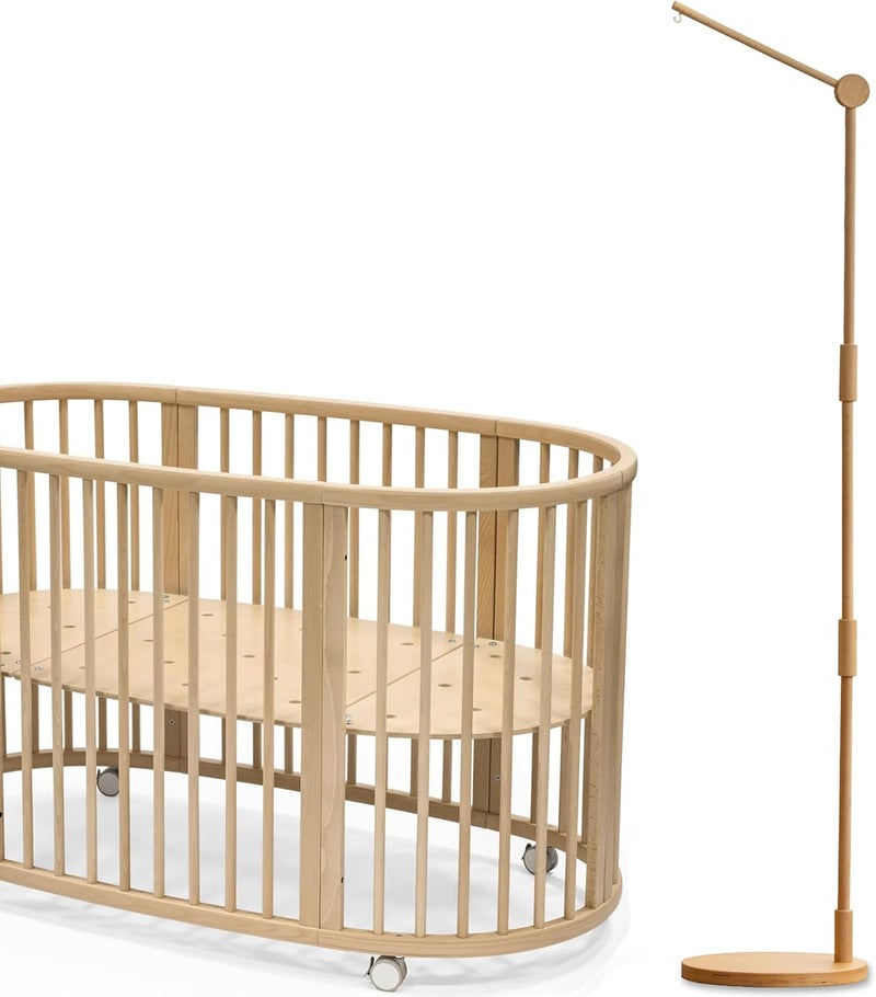 Lanttoe Wooden Floor-Standing Crib Mobile Arm Pro 61 Inches for Baby Nursery-Movable Baby Mobile Hanger with Strong Anti-Dumping Attachment-100% Natural Beech Wood-Thicker Wooden Pole-UpgradeThickened - Image 1